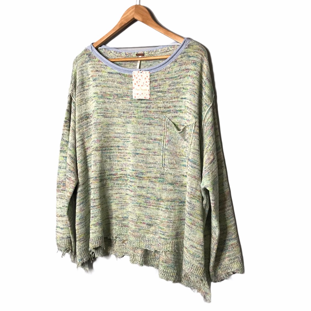 Free People | NWT Aqua Combo Boho Pullover Sweater - Picture 13 of 15